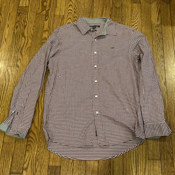 Michael Kors Mens Button Down Red and White Plaid Shirt Long Sleeve Size Medium - Picture 1 of 5